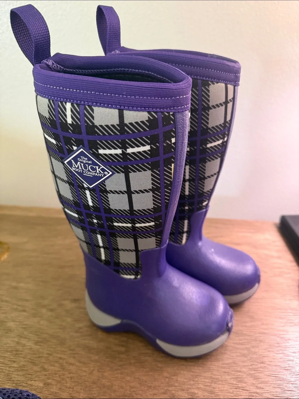 The Original Muck Boot Company Kids' Purple Plaid Rain Boots